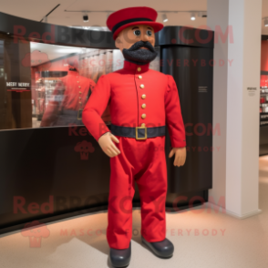 Red Civil War Soldier mascot costume character dressed with a Romper and Caps