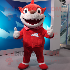 Red Shark maskot drakt...