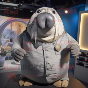 Silver Walrus maskot kostym...