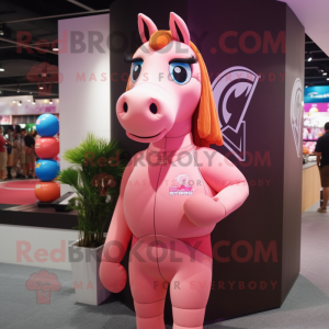 Pink Horse maskot kostume...