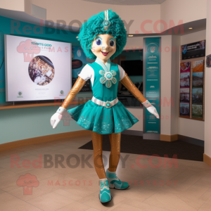 Teal Irish Dancer maskot...