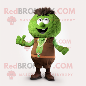 Forest Green Meatballs mascot costume character dressed with a Vest and Watches