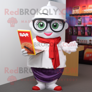nan Sushi mascot costume character dressed with a Dress Shirt and Reading glasses