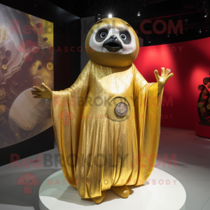 Gold Sloth maskot kostume...