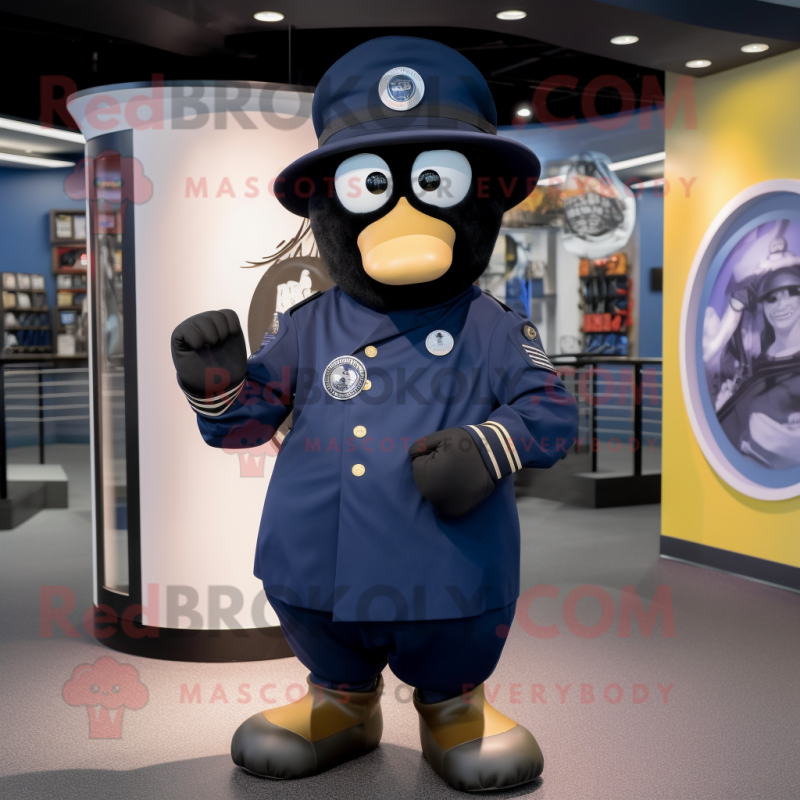 Navy Commando mascot costume character dressed with a Circle Skirt and Hat pins