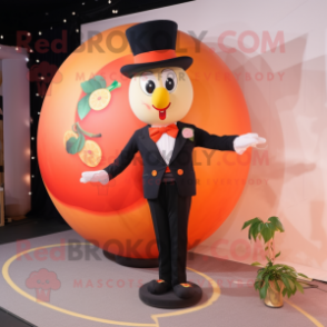 Peach Ring Master mascot costume character dressed with a Suit Pants and Hairpins