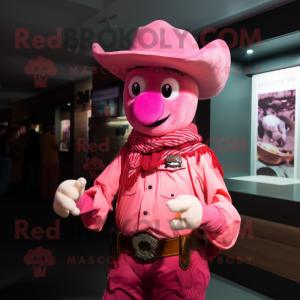 Pink Cowboy maskot kostume...