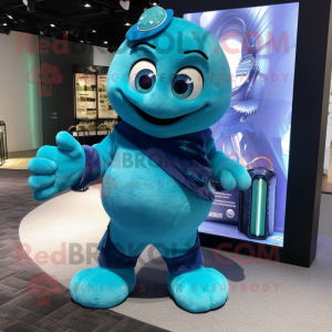 Cyan armbånd maskot kostume...