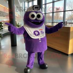 Purple Pizza Slice mascot costume character dressed with a Polo Tee and Gloves