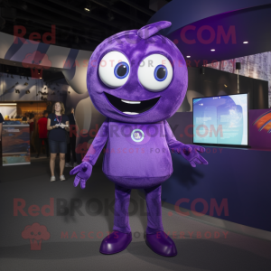 Purple Ray mascot costume character dressed with a Playsuit and Ties