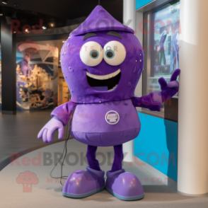 Purple Ray mascot costume character dressed with a Playsuit and Ties