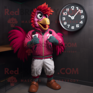 Magenta Rooster maskotdräkt...