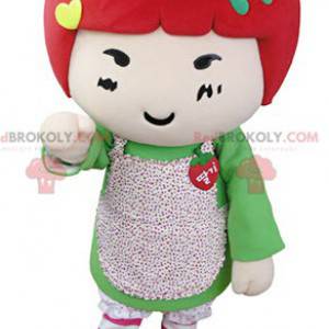 Mascotte meisje met rood haar. Aardbei mascotte - Redbrokoly.com