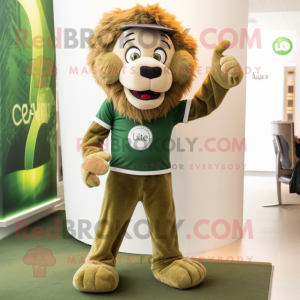 Olive Lion maskot kostume...