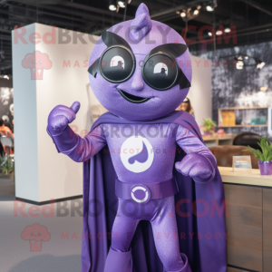 Lavender Superhero mascot costume character dressed with a Blouse and Cufflinks