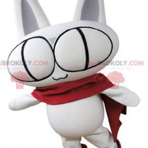 Ganz weißes Katzenmaskottchen mit großen Augen - Redbrokoly.com