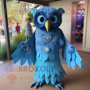 Blue Owl maskot drakt figur...