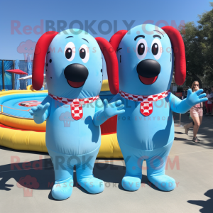 Sky Blue Hot Dogs maskot...