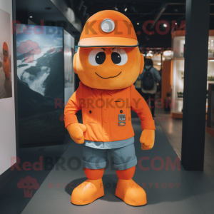 Orange Soldat maskot kostym...