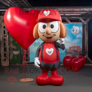 Red Heart Shaped Balloons mascot costume character dressed with a Cargo Shorts and Beanies