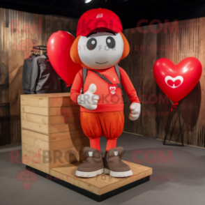 Red Heart Shaped Balloons mascot costume character dressed with a Cargo Shorts and Beanies