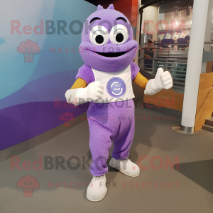 Lavender Wrist Watch mascot costume character dressed with a Tank Top and Anklets