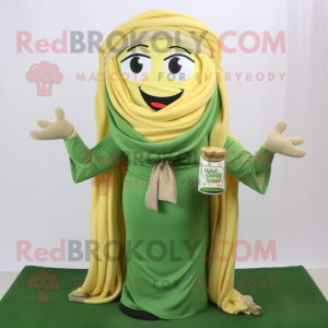 nan Pesto Pasta mascot costume character dressed with a Blouse and Scarf clips