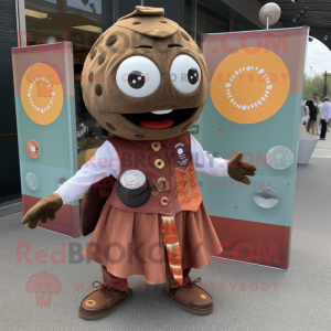 Rust Falafel mascot costume character dressed with a Dress Pants and Coin purses
