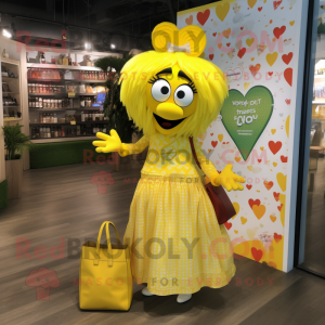 Yellow Heart maskot kostume...