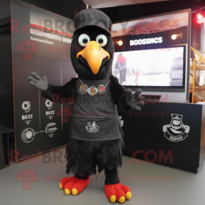 Black Tandoori Chicken mascot costume character dressed with a Cargo Shorts and Beanies