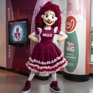 Magenta Irish Dancer mascot costume character dressed with a Mini Dress and Rings