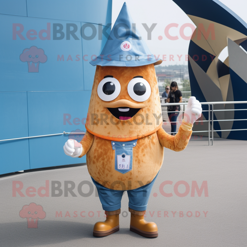 Rust Ice Cream Cone mascot costume character dressed with a Bootcut Jeans and Brooches