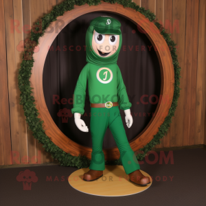 Forest Green Horseshoe mascot costume character dressed with a Capri Pants and Necklaces