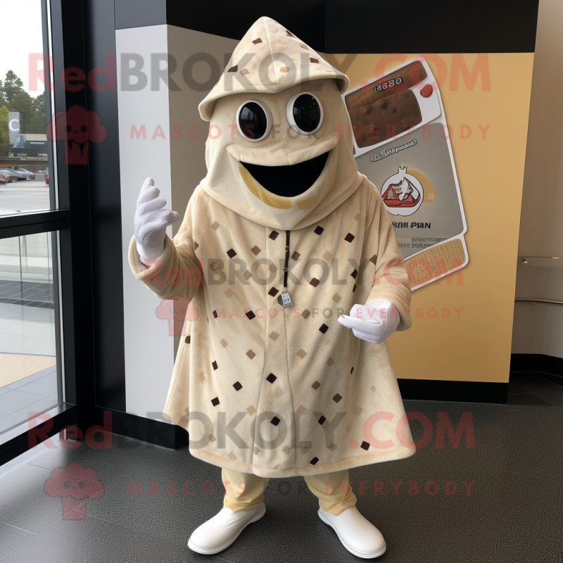 Cream Pizza Slice mascot costume character dressed with a Cover-up and Hat pins
