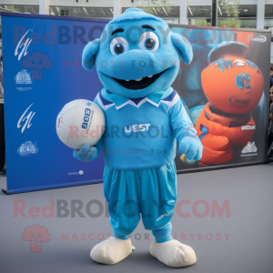 Cyan Rugby Ball maskot...