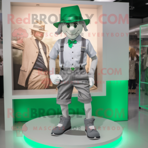 Silver Leprechaun Hat mascot costume character dressed with a Bermuda Shorts and Belts