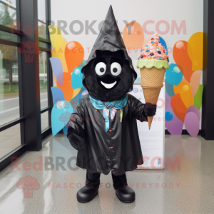 Sort Ice Cream Cone maskot...
