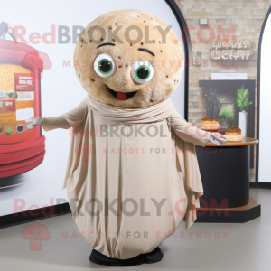 Beige Falafel mascot costume character dressed with a Mini Skirt and Scarf clips