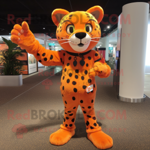 Orange Jaguar maskot kostym...