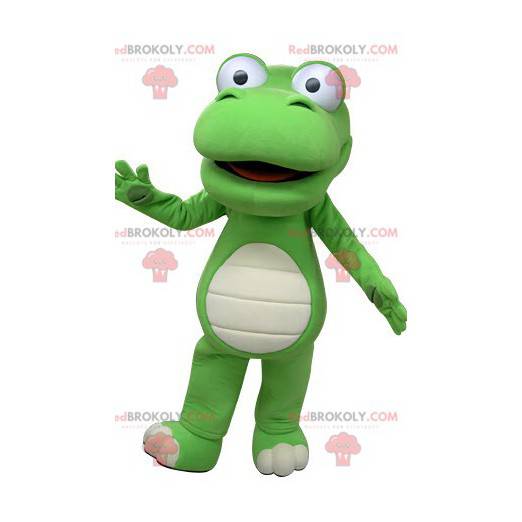 Gigantisk grønn og hvit krokodille maskot - Redbrokoly.com