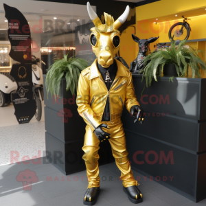 Gold Donkey maskot kostym...