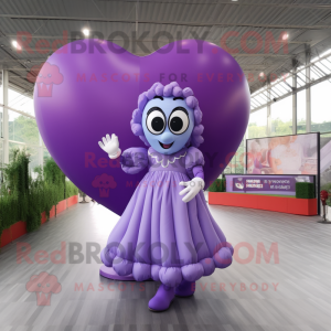 Lavender Heart Shaped Balloons mascot costume character dressed with a Maxi Skirt and Watches