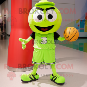 Lime Green Basketball Ball mascot costume character dressed with a Dress Pants and Caps