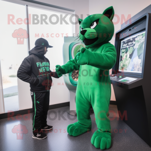 Green Panther maskot kostym...