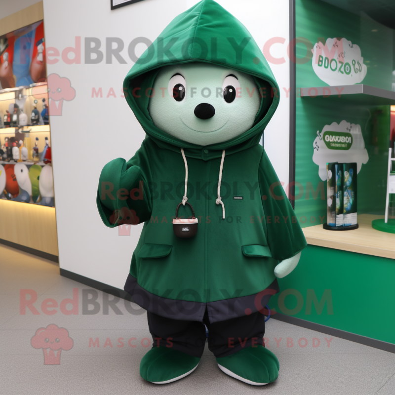 Forest Green Aglet mascot costume character dressed with a Hoodie and Keychains