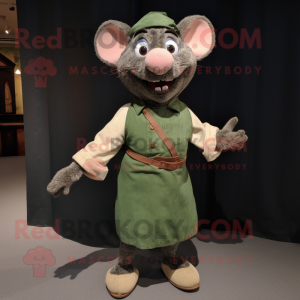 Olive Ratatouille mascot costume character dressed with a Corduroy Pants and Wraps