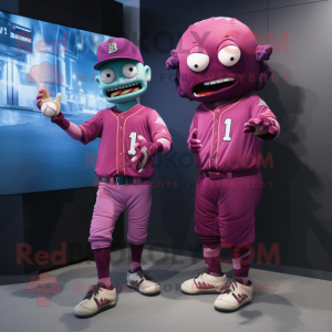 Magenta Zombie maskot drakt...