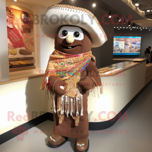 Brown Fajitas mascot costume character dressed with a Romper and Necklaces