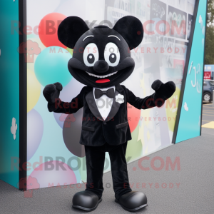 Black Engagement Ring mascot costume character dressed with a Playsuit and Bow ties