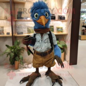 nan Archeopteryx mascot costume character dressed with a Denim Shorts and Gloves